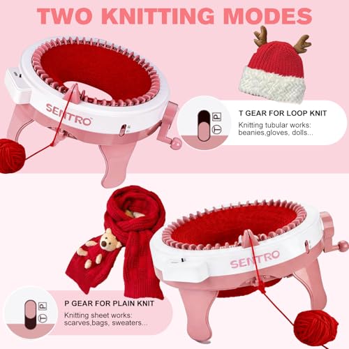 SPRYNT SENTRO Knitting Machine 48 Needles with Row Counter, for Hat Socks | T/P Dual Mode, 4 Yarn Densities, ABS Durable, for Adults Beginners, Scarf Gloves