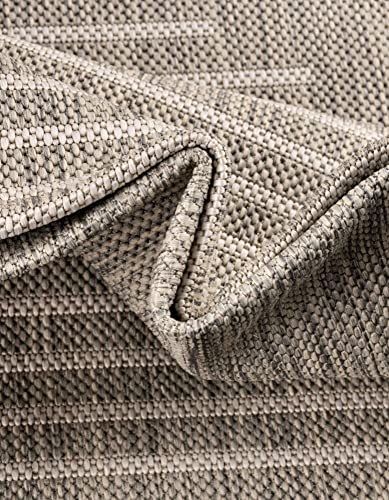 Unique Loom Outdoor Modern Collection Area Rug - Tambor (10' Round Gray/Ivory) - color: Gray/Ivory, size: 10' (Round)
