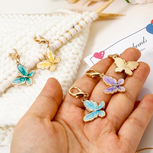DoreenBeads Stitch Markers for Crocheting and Knitting | Alloy Enamel Crochet Marker Crochet Gifts for Knitting Weaving Sewing Accessories Quilting Jewelry Making - color: Butterflies