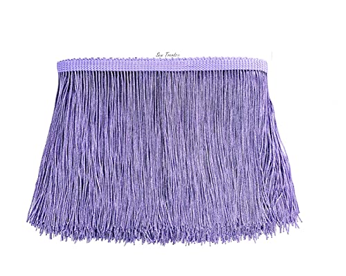 5 Yards of 4" Long Chainette Fringe Thread Yarn Tassel Trim Braid Fringe for Crafts Sewing and Decor-Light Purple - color: Light Purple, size: Value 5 Yards