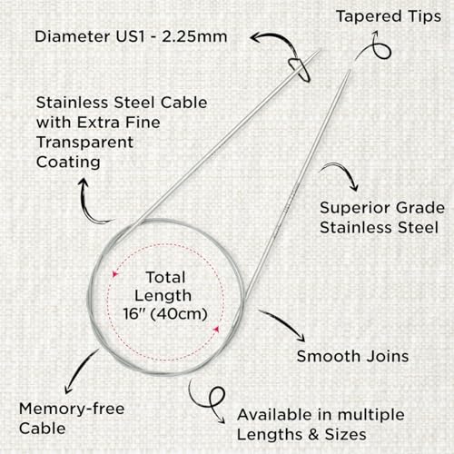 KnitPro Stelo Lace Circular Needles 16" (40cm) | US Size 1 (2.25mm) - size: US Size 1 (2.25mm)