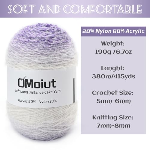 3 Pack Ombre Crochet Yarn Cake - Baby Blanket Yarn for Crocheting Soft - 20% Nylon 80% Acrylic Amigurumi Yarn - 570g/20.1oz Gradient Yarns for Crocheting &Crafts(3 Purple) - color: 3 Purple