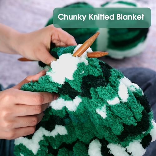 MABOZOO Tie Dye Chunky Yarn for Crocheting 8 Pack,Green,Black,White Fluffy Jumbo Chenille Yarn,Soft Plush Yarn Bulky,Giant Thick Fuzzy Yarn for Hand Knitting or Arm Knitting (26 yds,7.5 oz Each Skein) - color: Green,Black,White