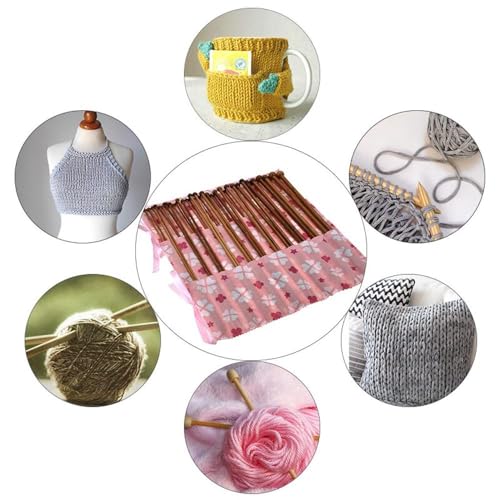 TopHomer 22 Pcs 11 Sizes Bamboo Straight Needle Set for Knitting with Carrying Case Single Pointed Knitting Needles Gift for Beginners Handmade(25cm with Textile Packaging) - style: 25cm with Textile Packaging