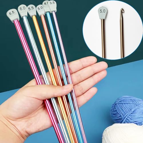Hobekoee 2Pcs Tunisian Crochet Hook 8mm 10mm,Extra Long Crochet Hook 13.8in Afghan Crochet Needles Aluminum Large Tunisian Crochet for Beginner,Crocheting＆Knitting Lovers - size: 8.0mm/10.0mm