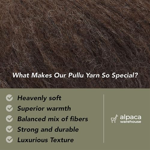 Baby Alpaca Merino Yarn 3 Skeins 150g Worsted Weight Knitting Mocha | Pullu baby alpaca merino blend made in Peru 3 skeins 150g 426yd total for knitting and crochet sweaters scarves and hats - color: Mocha