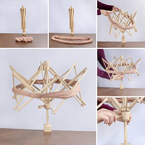 JubileeYarn Wooden Umbrella Yarn Swift - 22.5" Hand Spinner Ball Winder Holder - 2 Sets - color: Umbrella Swift, size: 2 Units