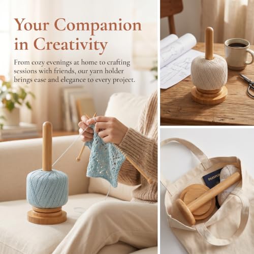 Yarn Holder for Crocheting and Knitting, Portable Yarn Spinner Ball Winder, Gifts for Crocheters | Portable