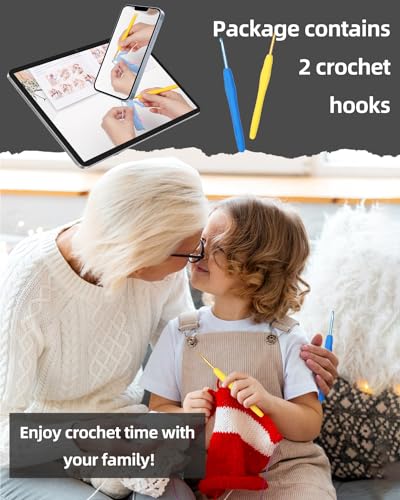 Katech Crochet Kit for Beginners w/Striped Tote Bag 3-1 Crochet Book | Crochet Starter Kits for Adults Includes Yarn Crochets Hooks Accessories Knitting Kit Crafts for Adults Holiday Gift Two-Tone - color: Black and Bule