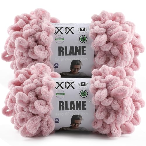 Loop Yarn for Finger Knitting Soft - Chunky Yarn for Hand Knitting - 2 Pack of 180 G/6.4 Oz - #7 Jumbo - 18 Yards - Chenille Blanket Yarn for Crocheting Blankets Amigurumi (2, Pink) - color: Pink