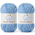 2 Pack Fluffy Chenille Yarn for Crocheting, Baby Yarn for Crocheting Soft, 100g/3.5oz Velvet Amigurumi Yarn, Fingering Weight Yarns for Crocheting Baby Blankets、DIY Craft.(2 Azure) - color: [2 Azure]