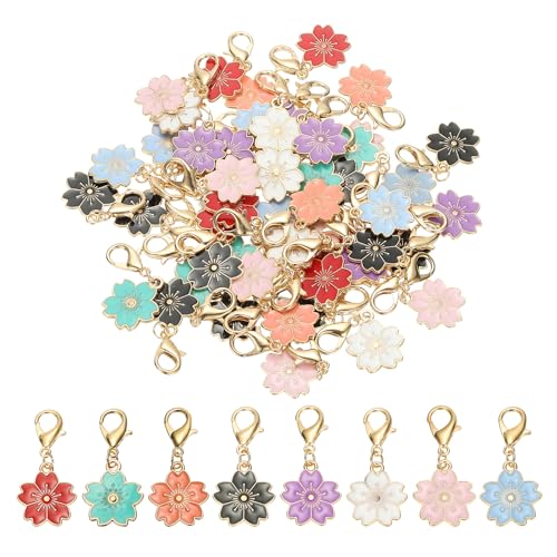 PATIKIL Flower Crochet Stitch Markers, Knitting Cherry Blossom Charm Marker for DIY Craft - color: Multicolor
