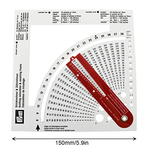 JCBIZ Knitting Counter Knitting Gauge Converter 150x150mm Knitting Stitch Calculator and Counting Frame Ruler, Knitting Tools