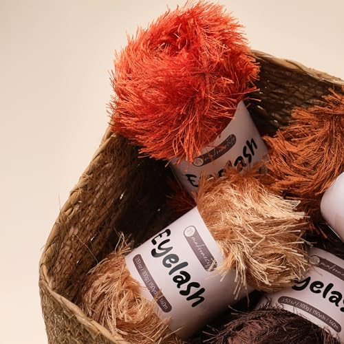 Makromecity Eyelash Yarn – Fuzzy Fun Fur Yarn, 3.53 Oz (100g) 150 yd (140m), Weight 3 Light, Premium Polyester Novelty Feather Yarn for Scarves, Amigurumi, Plush Toys & Craft (Camel, 1 Skein) - color: Camel, size: 1 Skein