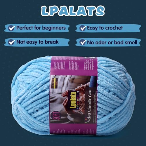 Baby Blanket Yarn for Crocheting - 2 Pack of 200g/7oz Chunky Chenille Yarn for Knitting Blankets Amigurumi - #6 Super Bulky - 348 Yards Soft Thick Plush Yarns (2, White) - color: White