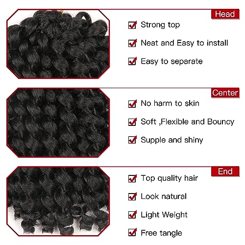 5 Packs Jamaican Bounce Crochet Hair 8 Inch Jumpy Wand Curl Crochet Hair for Women Curly Bounce Crochet Braids Hair Extension Twist Hair(1B# 20 strands/pack) - color: 1B#, size: 8 Inch (Pack of 5)