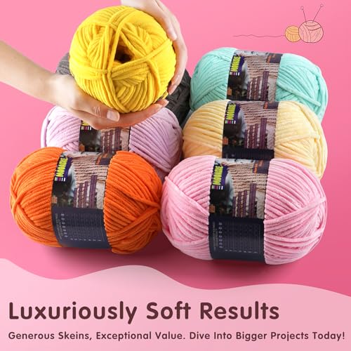 Chunky Velvet Yarn for Crocheting & Knitting, 7.05oz 262.4yd Super Soft Chenille Plush Yarn, Bulk Thick Yarns for Baby Blankets, Amigurumi, Scarves | 20 Colors (1, Dark Gray) - color: Dark Gray