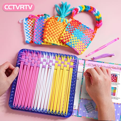 CCTVRTV Weaving Loom Kit Toys for Kids and Adults, DIY Arts and Crafts | for Boys and Girls Ages 5 6 7 8-12 13, Easy Potholder Loom Knitting Kits Gifts for Beginners, 252 Craft Loops - color: blue