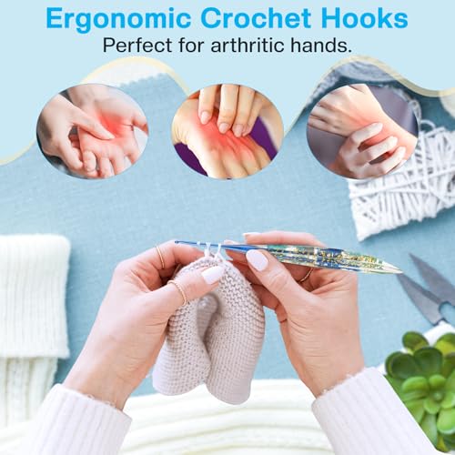 2.5mm Crochet Hook, Ergonomic Crochet Hooks with Floral Resin Grips | Stylish and Unique Knitting Needles ,Crochet Needles for Beginners, Arthritic Hands and Professional - size: 2.5mm