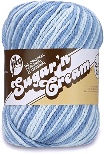 Lily Sugar'N Cream Super Size Faded Denim Yarn - 6 Pack of 85g/3oz - Cotton - 4 Medium (Worsted) - 150 Yards - Knitting/Crochet - color: Faded Denim, size: 6 Pack, style: Sugar'N Cream Super Size