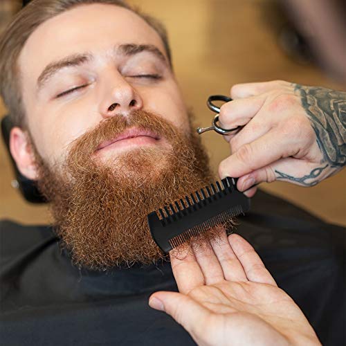 3 Pieces Beard Comb for Men Natural Sandalwood Wooden Mustaches Combs Dual Action Teeth Beard Comb with 3 Pieces Pocket Faux Leather Case for Beards Mustaches(Black, Yellow, Brown) - color: Black, Yellow, Brown