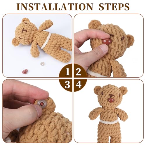 150PCS Safety Nos for Stuffed Animal,Black Brown Pink Crochet Safety Nos | with Washers, Plastic, Large Safetys Nos for Crocheted Dolls, Bears Dogs, Plush Toys, Craft Dolls Puppets, 12-20mm