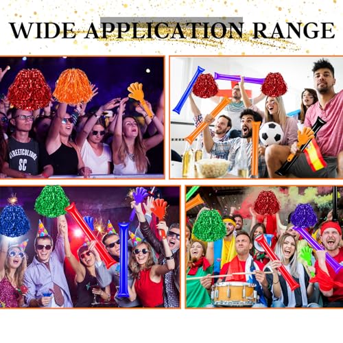 40 Pcs Orange Hand Clappers and orange Thunder Sticks Pom Poms cheerleading Noise Makers for Sporting Events Football Games School Team Spirit Items Party Favors Dance - style: orange
