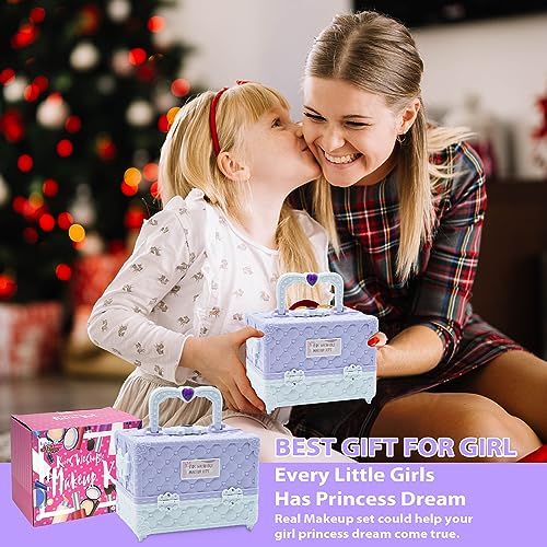 Kids Makeup Sets for Girls - 52 PCS Safe and Washable Makeup for Kids, Real Toddler Makeup Kit with Cosmetic Case, Girls Toys Age 4-12, Princess Toys Birthday Gift(Light Purple) - style: Makeup-Palette-L-Light Purple