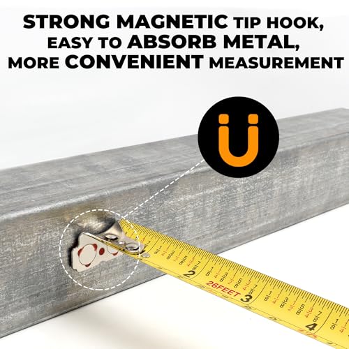 MulWark 25ft Metric Tape Measure, Measuring Tape Retractable, Easy Read Measurement Tape Both-Side Metal Blade, Magnetic Hook & Shockproof Case for Construction, Carpenter, Architect, Woodworking - color: Red, size: 7.9 m