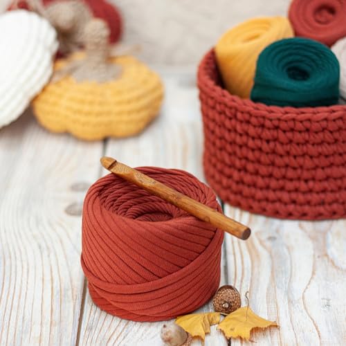 Bobilon 5-7 mm T-Shirt Yarn - Cotton for Bags & Baskets - Canyon | 100% cotton t shirt yarn for crochet, knitting & macrame; great for handbags & baskets; new fabric, not recycled; 109 yds - color: Canyon