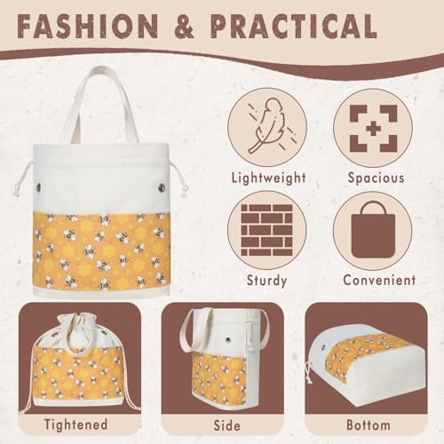 TOGETRUE Yarn Bag, Knitting Crochet Tote Bag, Yarn Storage Bags Organizer, Crochet bags for Crocheting Project, Store Skein Ball, Short Knitting Needle (Bees) - color: Bees, size: Small