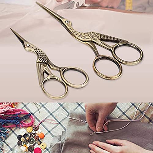 2PCS Vintage Stork Shape Sewing Scissors Stainless Steel Scissors | Metal Tailor Scissors Sharp Sewing Shears for Embroidery, Craft, Art Work & Everyday Use (Brown) - color: Brown