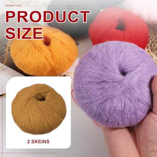 PATIKIL 2 Skeins Mohair Yarn, Soft Yarn Faux Mohair Fuzzy Fur Fine Fluffy Yarns Thin for Crocheting Knitting Sweater Scarf Hat Crafts Blanket Rug, Brown - color: Brown