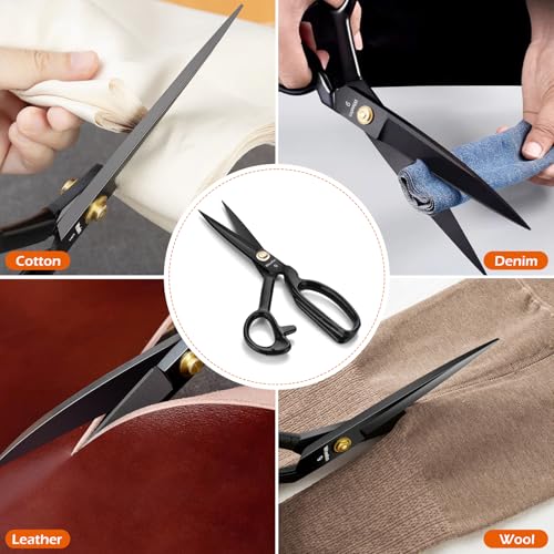 Fabric Scissors Professional, 9" Heavy Duty Sewing Scissor for Fabric Cutting, Tailor Sharp Sewing Shears for Cutting Leather craft Home Office Students Artists Dressmakers - size: 9 inch