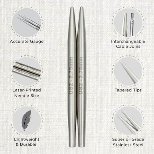 KnitPro Stelo Petite Interchangeable Needle Combo Set 2" (5cm) & 3" (7.5cm) | US 2 (2.75mm) - size: US Size 2 (2.75mm)