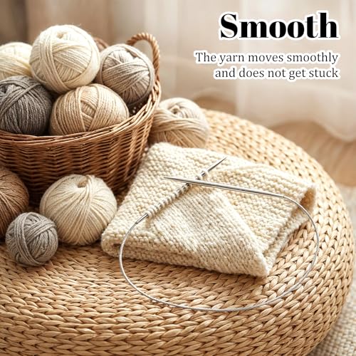 9 Pack Round Knitting Needles, Circular Knitting Needles Set, Stainless Steel Knitting Needles Kit, 32 Inch Round Long Smooth Metal Knitting Needles for Beginners Making Sweater Scarf Blanket(9 Sizes)