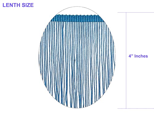10 Yards of 4" Long Chainette Fringe Thread Yarn Tassel Trim Braid Fringe for Crafts Sewing and Decor-Lake Blue - color: Lake Blue, size: Value 10 Yards