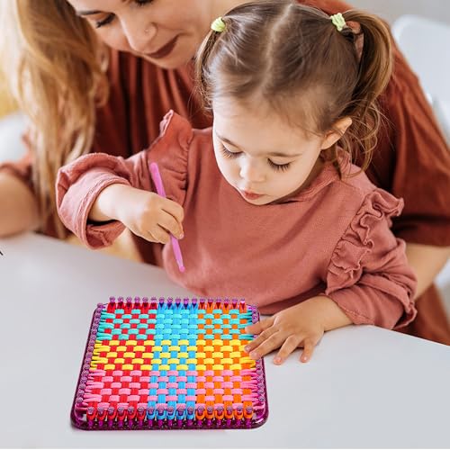 REENLIV Upgraded Weaving Loom Kit Toys for Kids & Adults, DIY Arts & Crafts | Easy Potholder Loom Knitting Activity for Beginners, Ideal Gifts for Girls Ages 5 6 7 8-12 13 Years Old, 252 Craft Loops - color: Purple