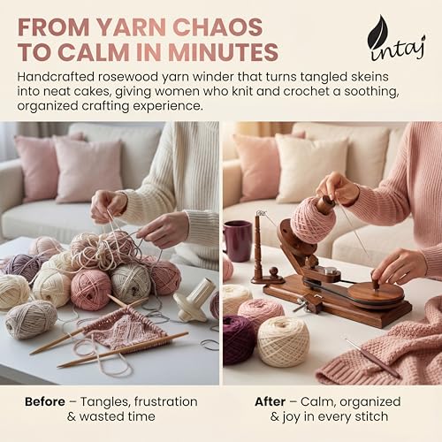 Rosewood Yarn Winder, Large Capacity 16 oz Wooden Ball Winder | Hand-crank wooden ball winder, winds 16 oz skeins into center-pull cakes. - color: Rosewood, size: Ball Winder