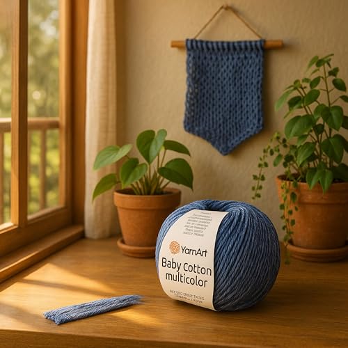 YarnArt Baby Cotton Multicolor Yarn – 50% Cotton 50% Acrylic – 50g (1.76oz), 165m (180yds) – Soft Lightweight Yarn for Knitting, Crochet, Amigurumi, Baby Clothes & Summer Projects (5210) - color: 5210