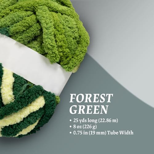 Jumbo Chunky Chenille Yarn for Hand Knitting Crochet – 8 Skeins × 8 oz (25 yds Each) Super Soft Thick Bulky Yarn for Blankets, Scarves, Cushions & DIY Crafts (Forest Green) - color: Forest Green (Chenille)