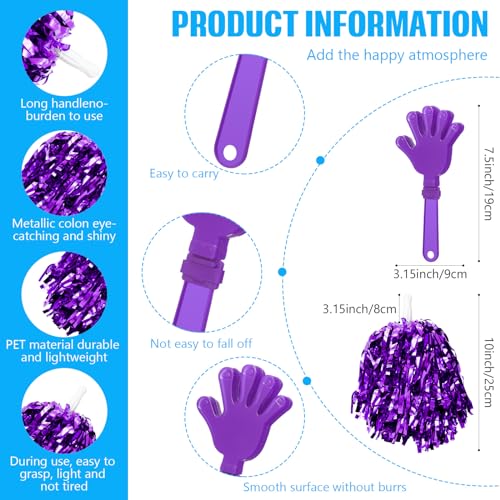 36 Pcs Cheerleading Pom Poms Thunder Sticks and Hand Clappers - color: purple