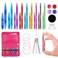 Hobekoee Short Interchangeable Knitting Needles Set | 9 Pairs Square Circular Knitting Needles with Case ,Cubic Metal Knitting Needle,3.5mm-8.0mm - color: Red