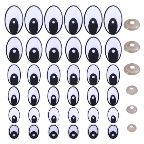 GLOBLELAND 140 Set 6 Sizes Black Eye Safety Craft Eyes Plastic Doll Craft Round Safety Eyes DIY Accessories with Spacer for DIY Doll Bear Puppet Plush Animal Making