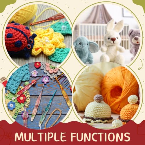 Riceshoot 9 Pcs Crochet Hook Set, 2.0mm-6.0mm Ergonomic Crochet Hooks with Long Floral Handle for Beginners Crocheting Lovers, Includes Storage Bag and Other Accessories (Stylish) - style: Stylish