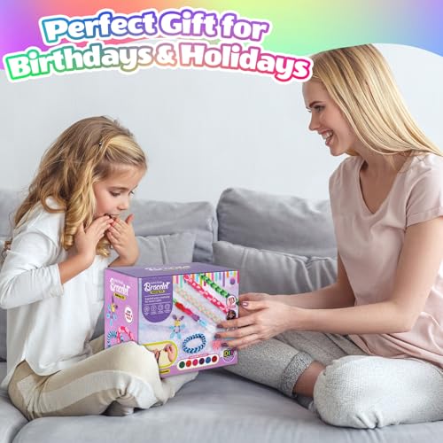 Kinizeder Bracelet Making Kit, Arts and Crafts for Girls Ages 8-12, Weaving Bands DIY Toys for Friendship Birthday Gifts for Kids 6, 7, 9, 10, 11, 13, Rubber Band Bracelet kit with 1000+ Bands