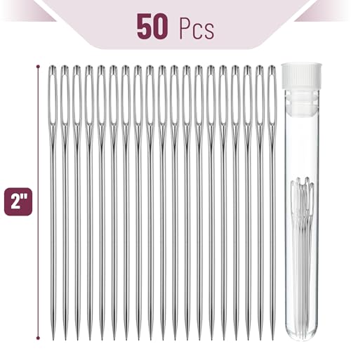 Mr. Pen- Large Eye Needles for Hand Sewing, 50 pcs, 2" | Large Eye Sewing Needles Bulk - color: Silver, size: 50 pcs, 2"