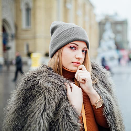 100% Cotton Beanie Hat Winter Hats Women Men Warm Knit Beanies | Double Layer Warmth ,Ultra-Soft Itch-Free Pure Cotton Knitted, Cuffed & Uncuffed Fisherman Slouchy Skull Cap for Womens Mens - color: 2pcs-(black +Lightgrey)