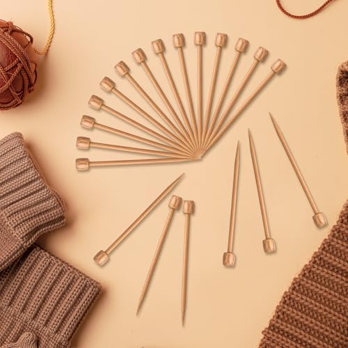 Luinabio 20 Pcs Crochet Marking Pins Mini Knitting Needles, 2.75 Inch Bamboo Smooth Single Pointed Short Sewing Pins Knitting Needles Ami Sticks for Beginners DIY Craft Crochet Supplies(Nut Brown) - color: Nut Brown