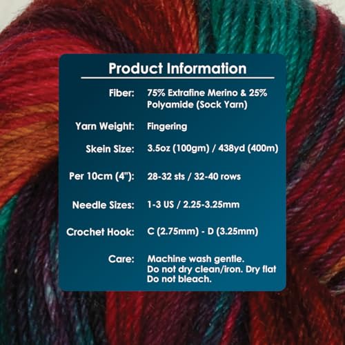 KnitPro Symfonie Fingering Weight Merino Wool Yarn 100g, Party Lights | 75% Extrafine Merino & 25% Polyamide, 438yds, OEKO-TEX Certified, Superwash, Colorfast, #1 Yarn Skein for Knitting & Crochet - color: Party Lights